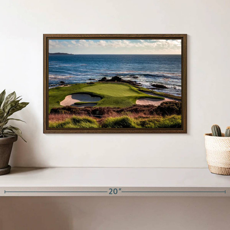 Terrain de golf California Coastline, 13 po x 9 po, Cadre flottant noyer