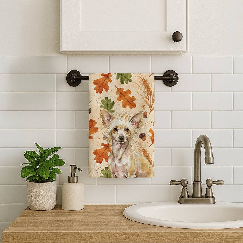 Heirloom Fall Kitchen Towel, Hairless Palomino Chinese Crested
