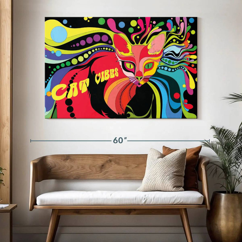 Brampt Psychedelic Cat Vibes, 34" H x 51" W