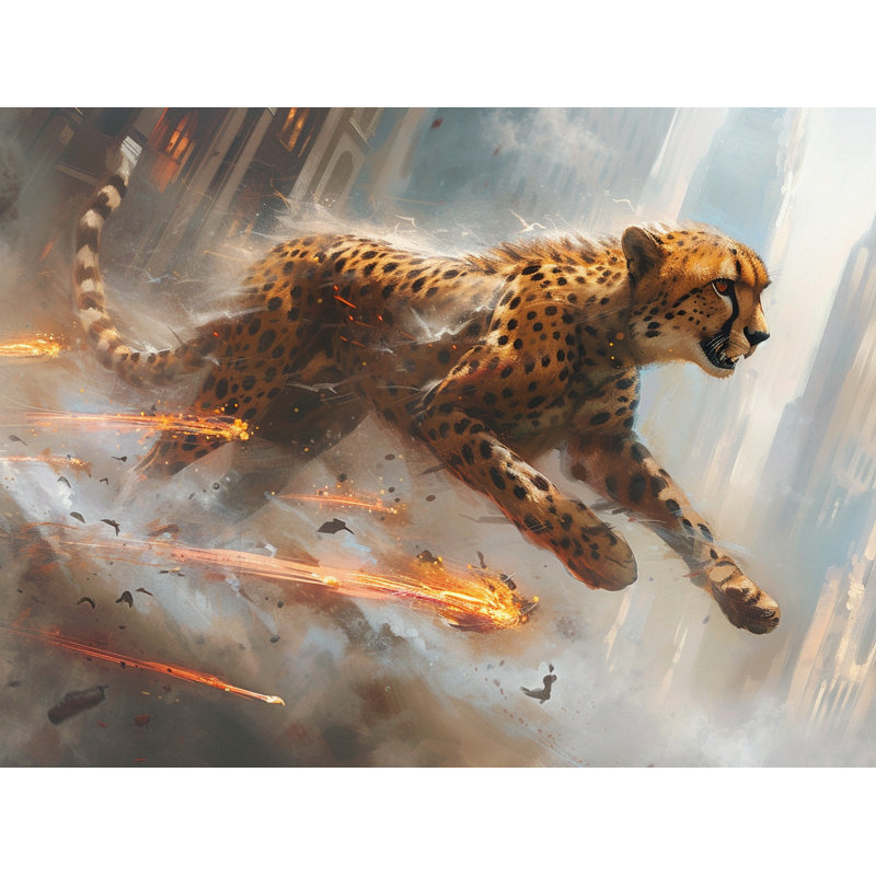 Cheetah Action Warm Shower Curtain, 83"H x 70"W