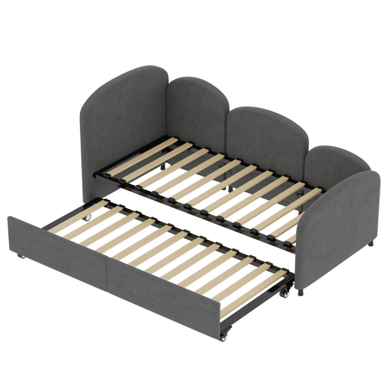 Velvet Upholstered Daybed, Gray