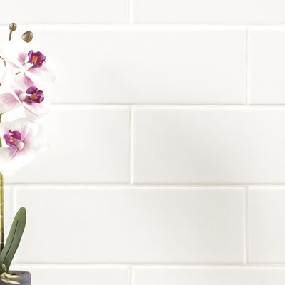 Illume Cloud White 4 in. x 12 in. Glossy Ceramic Subway Wall Tile