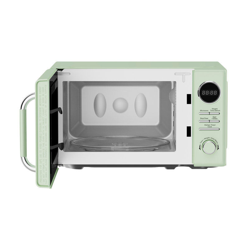 Mint Green Retro Small Countertop Microwave with Touch Controls