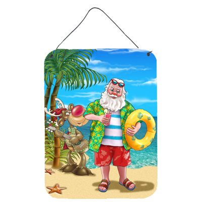 « beach christmas père noël », impression sur plaque