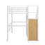 Lit mezzanine simple en métal avec escalier de rangement et garde-robe-296285003