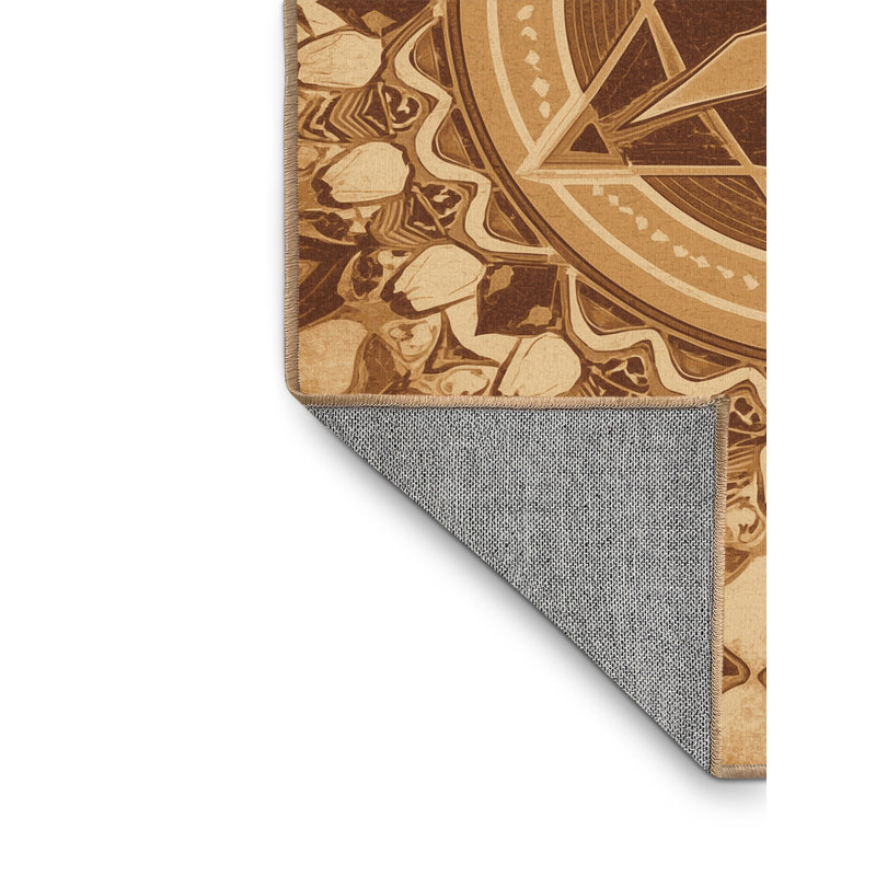 Tapis brun rustique lavable à la machine Pavni, 3 X 5
