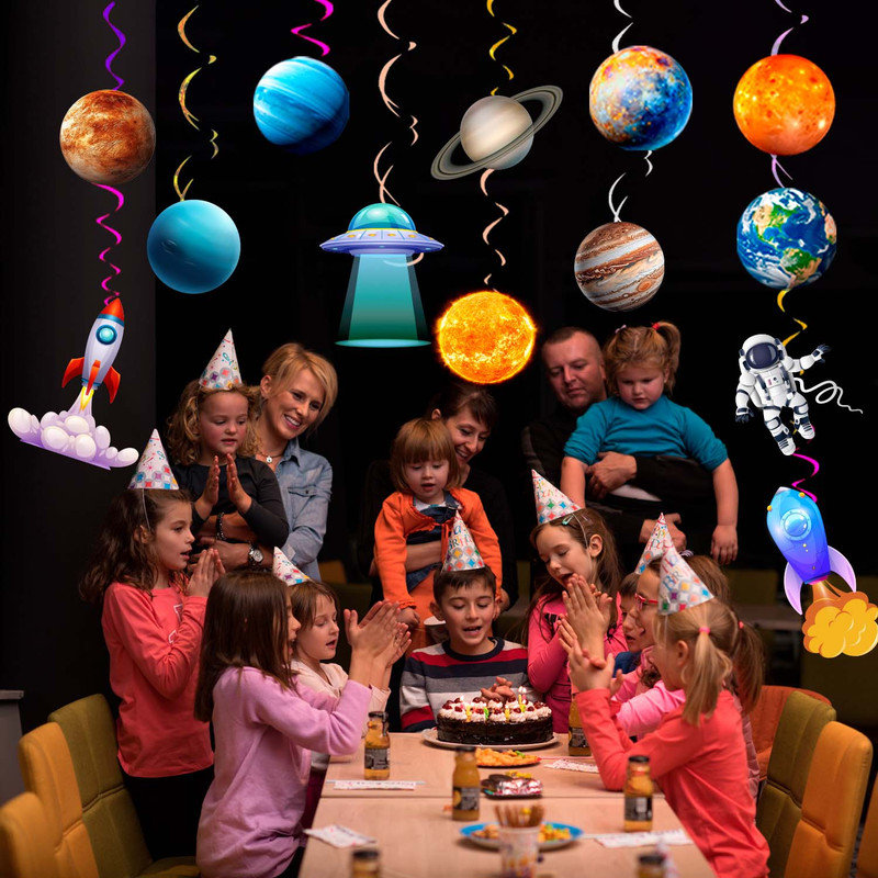 Solar System Hanging Swirls Decorations, 34 Pcs Outer Space Hanging Spirals