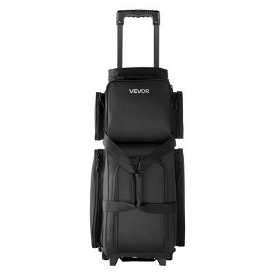 Sac de boules de bowling, sac de quilles à roulettes double à roulettes avec roues, comprenant un compartiment séparé pour les chaussures (jusqu'à la taille US 16) et une poche pour accessoires surdimensionnée, la poignée rétractable s'étend jusqu'à 41,34 po
