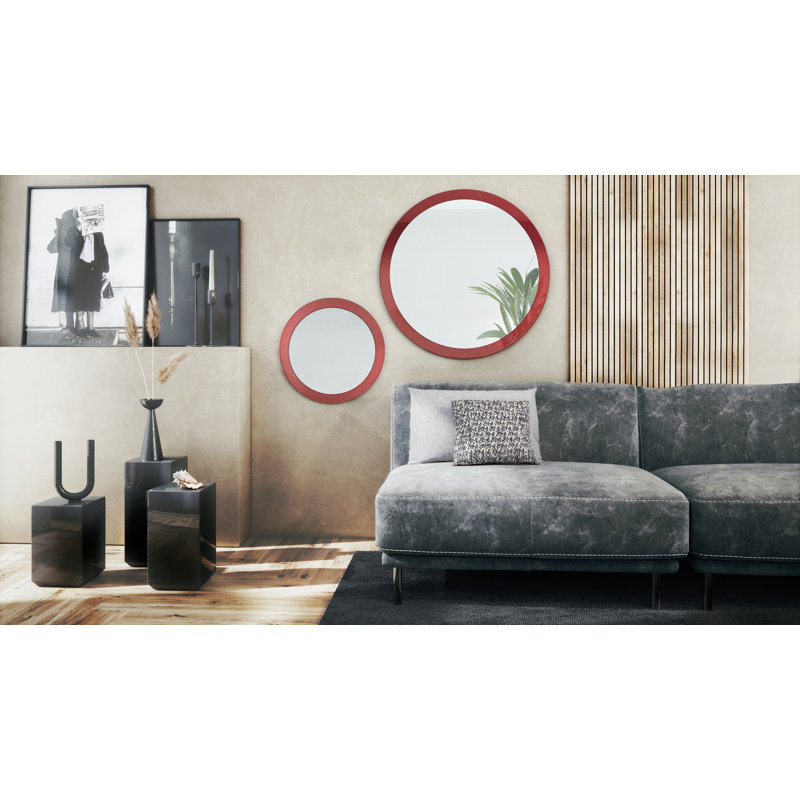 Alajandro Engineered Wood Flat Wall Mirror, High-Gloss Burgundy