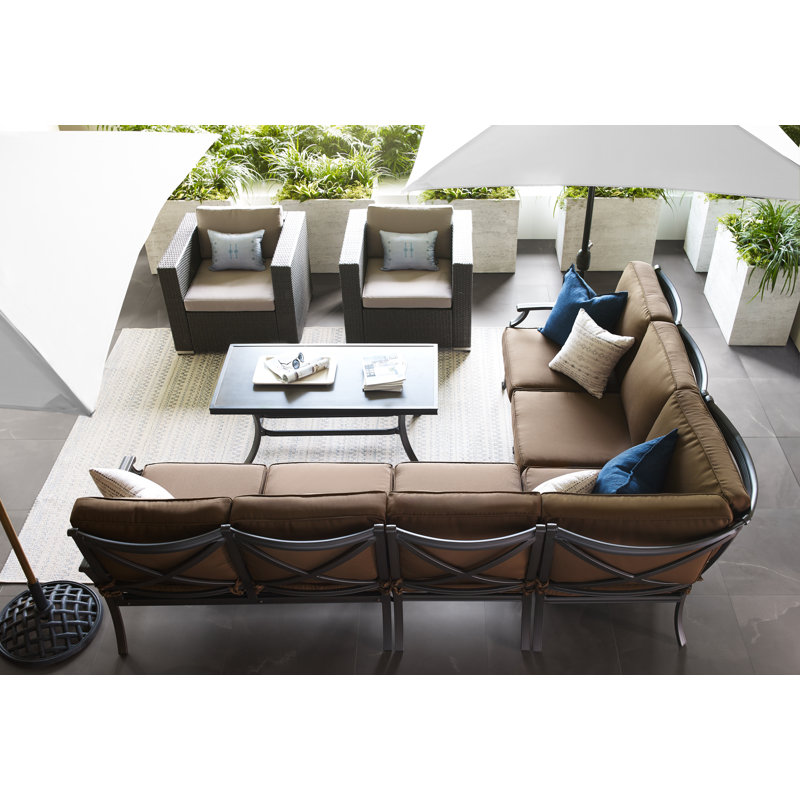 Chaise de patio avec coussins, Structure brune / coussin naturel