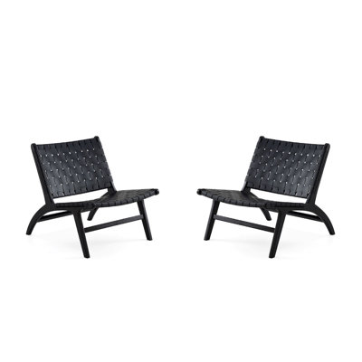 Chaise d'appoint en similicuir noir Jazlyne - ensemble de 2