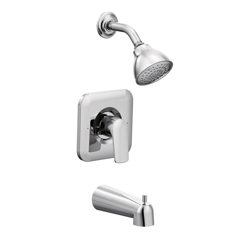 Robinet de douche et de baignoire en chrome avec poignée et fonction Posi-Temp Rizon, Chrome