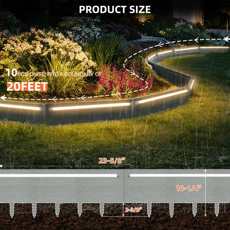 10 Pcs Solar Pathway Lights Outdoor Garden Edging- Bright Up To 8 Hrs, Interlocking Weather Resistant Landscape Path Lights for Flower Beds, Yard, Patio, Lawn, Walkway, Driveway Outside Decor