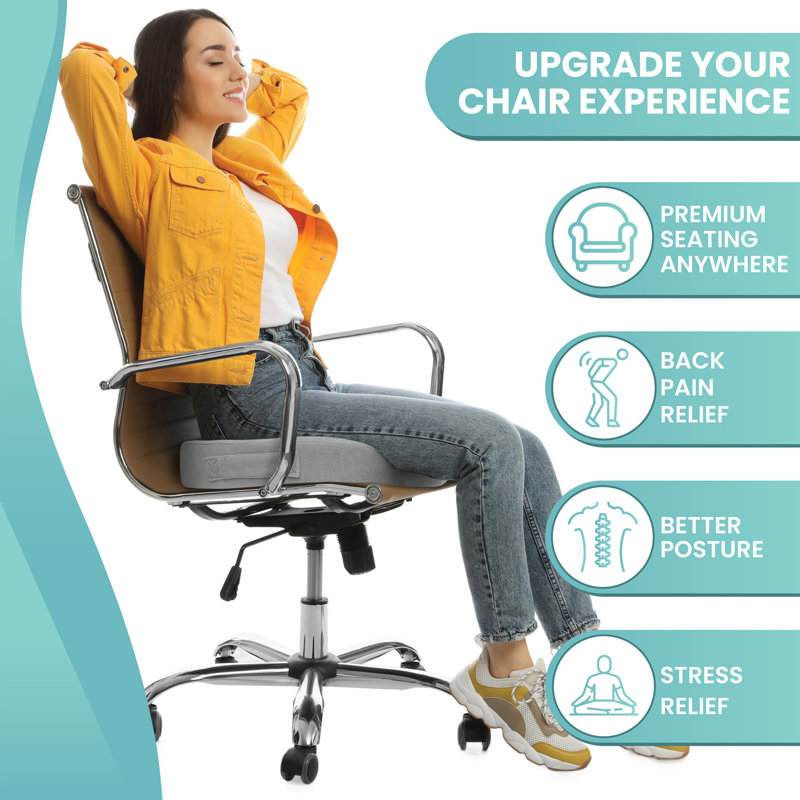 Gray Gel-Enhanced Memory Foam Ergonomic Seat Cushion