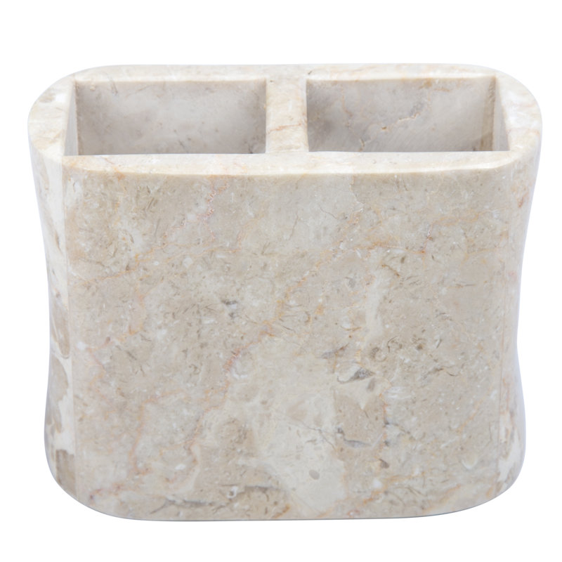 Elegant White Marble Rectangular Toothbrush Holder