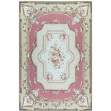Hand-Knotted High-Quality Ivory and Peach Area Rug