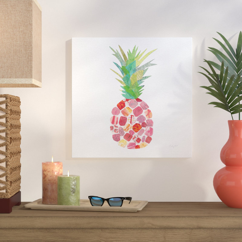 « tropical fun ananas i », reproduction de peinture à l’aquarelle, H 18 po x l 18 po x P 1 po, Toile tendue