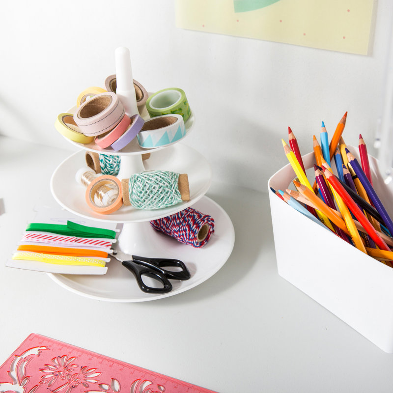 Babell Tiered Stand, White, 34cm H x 31.4cm W x 31.4cm D