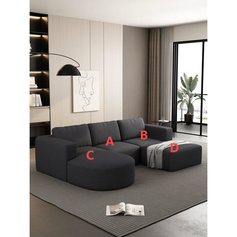 Canapé modulaire gris foncé avec ressort - offre un soutien et un confort en forme de U, Gris foncé