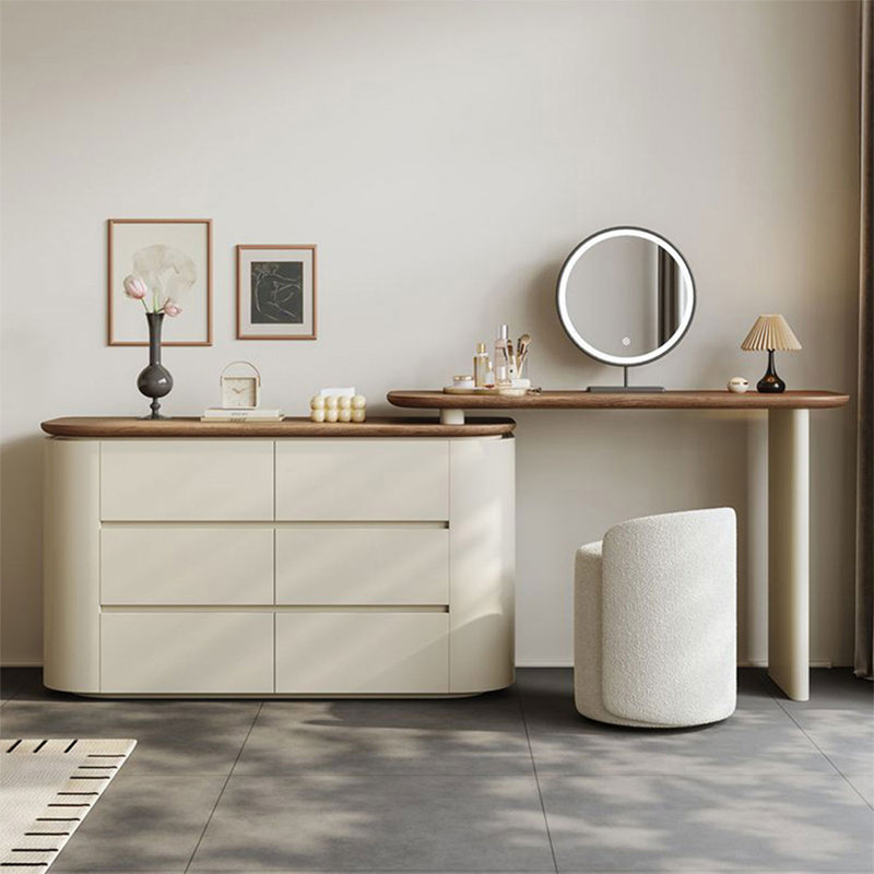 Coiffeuse avec miroir lumineux, 6 tiroirs, 1 chaise
