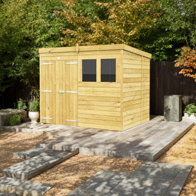 Pent Shed - Double Door with Windows
