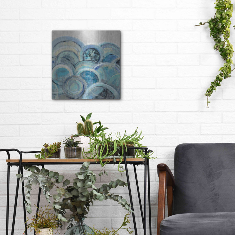 Brayden Studio® «Variation Blue Grey III» par Silvia Vassileva, art mural en métal, MTL-1375, H 12 po x l 12 po