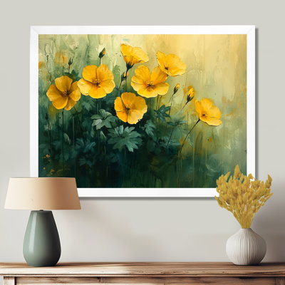 «Abstract Geraniums In Summer Serenity I - Geraniums», reproduction d'art encadrée