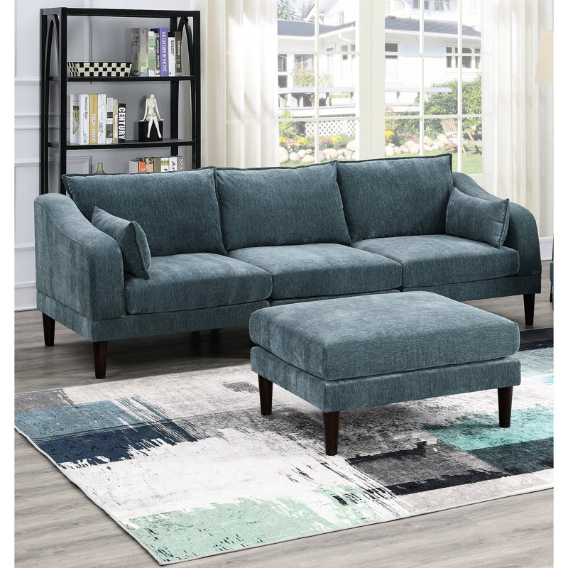 5 pièces modulaires, tissu minéral, style classique, 1 x 33 po x 27 po x 18 po, coussins modernes 5 pièces, coussins, 2 chaises sans accoudoirs, 33 po x 27 po x 31 po, pieds en bois