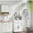 Bathroom Wall Cabinet with Double - Door, Bottom Shelf, Wavy - Patterned Doors, Adjustable Inner Shelf, Easy Installation, White & Natural Wood