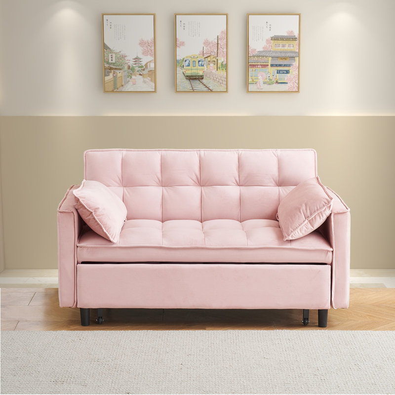 Canapé-lit convertible rose capitonné - canapé-lit moderne pour chambre à coucher, Rose