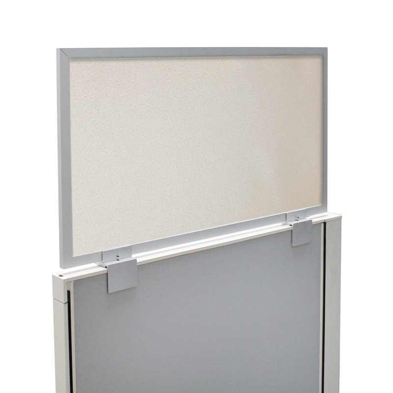 Office Partitions, Aluminum, Natural, 18" H x 60" W x 0.63" D