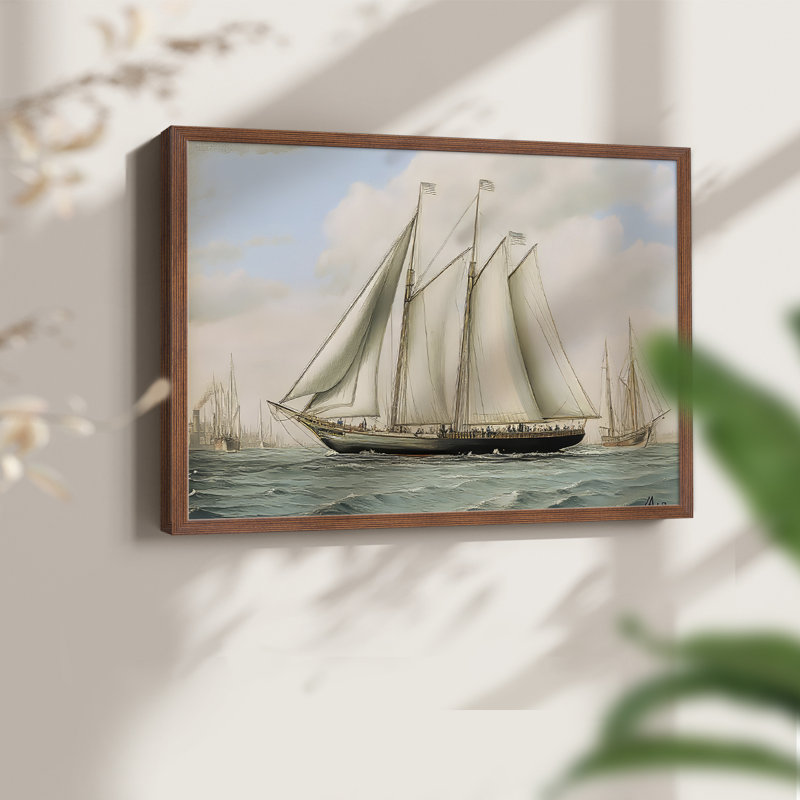Série nautique-CLIX - impression encadrée - réarmable, Noyer, H 11 po x l 14 po