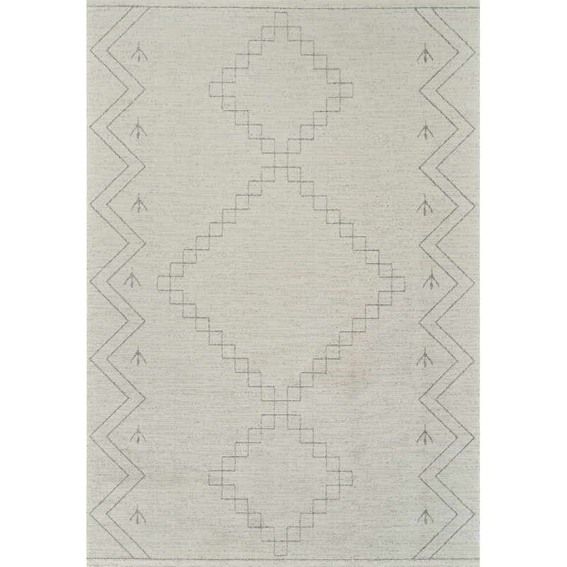 Tapis crème et beige à motif abstrait délavé 5 pi x 8 pi