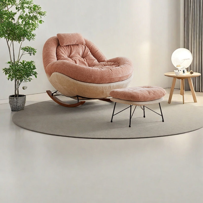 Chaise berçante ergonomique et minimaliste, Rose/beige