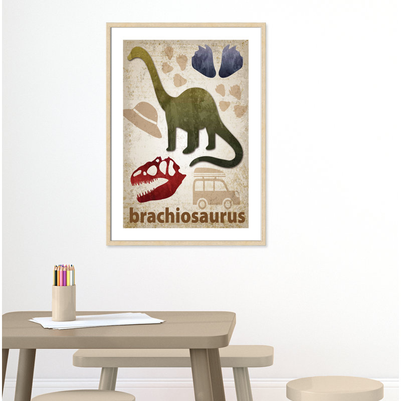 Adhésif décoratif dinosaures-03 ', H 35,5 po x l 25,5 po x P 1,1875 po, Encadré de boîte beige