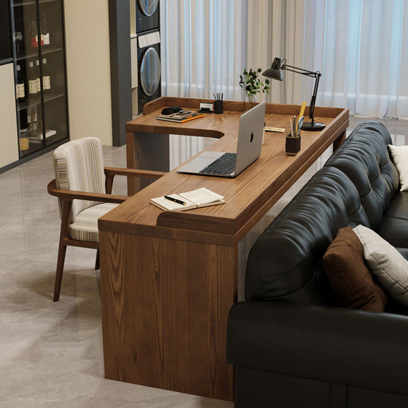 Light walnut L-Shaped Solid Wood desks