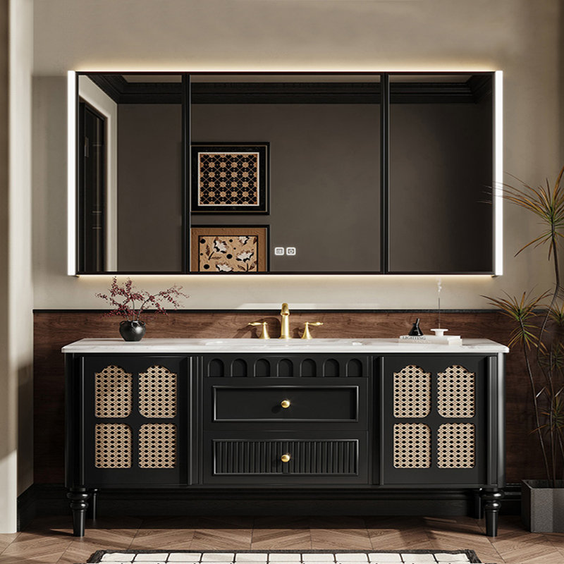 Armoire de salle de bain de style rétro français, Noir, noir, noir, noir