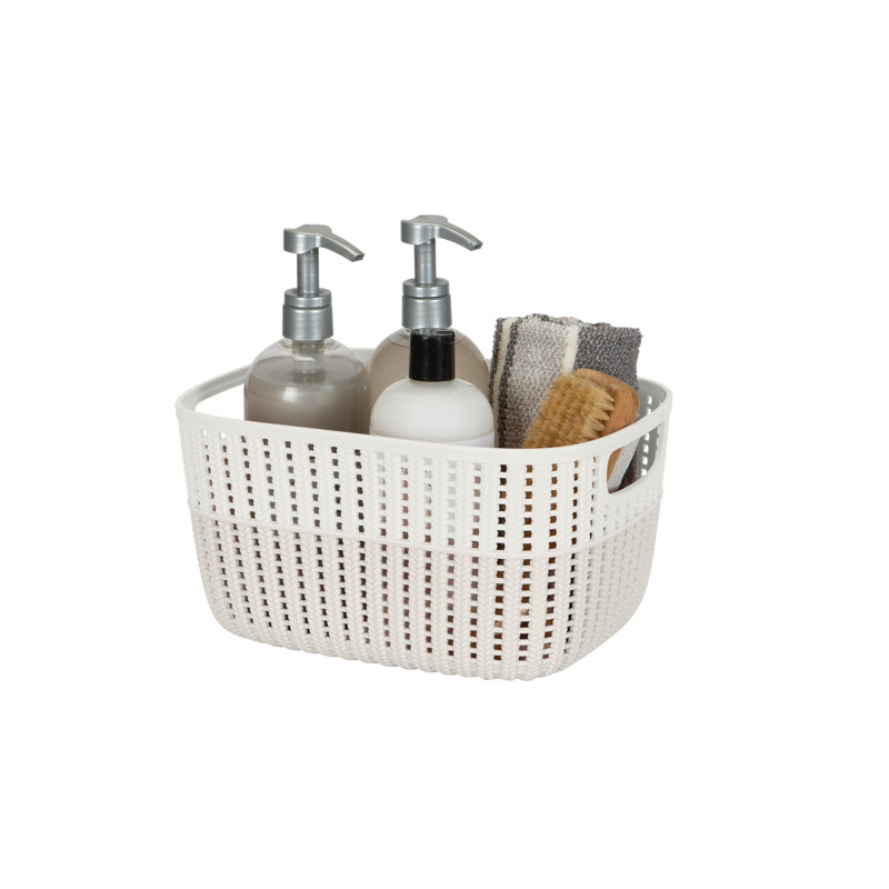 Panier décoratif en plastique, Ivoire, H 6,75 po x l 14,75 po x P 11,25 po, 4