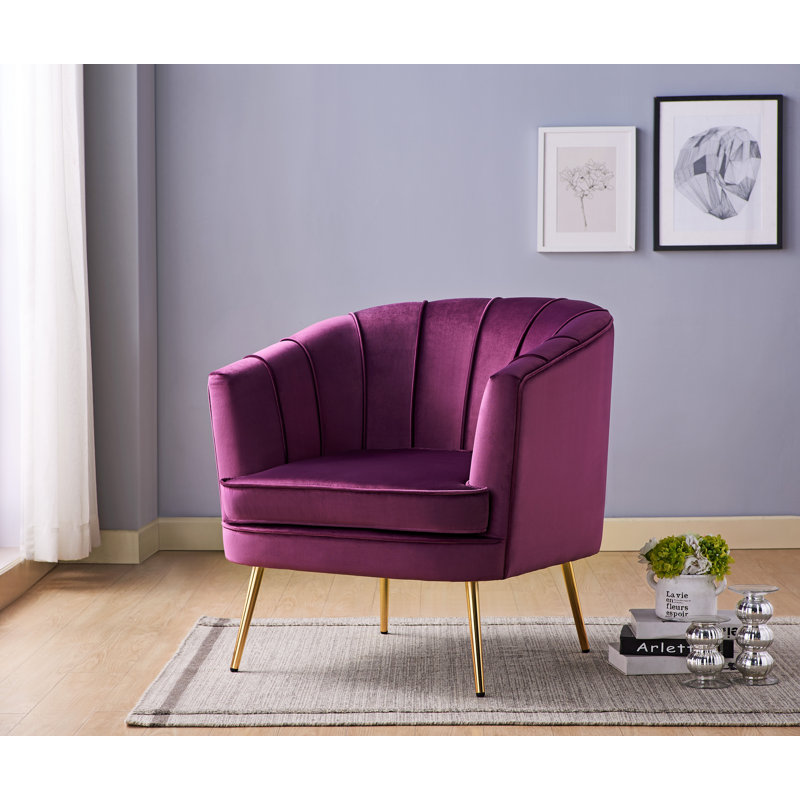 Fauteuil demi-tonneau 88,26 cm de large Liri, Velours mauve