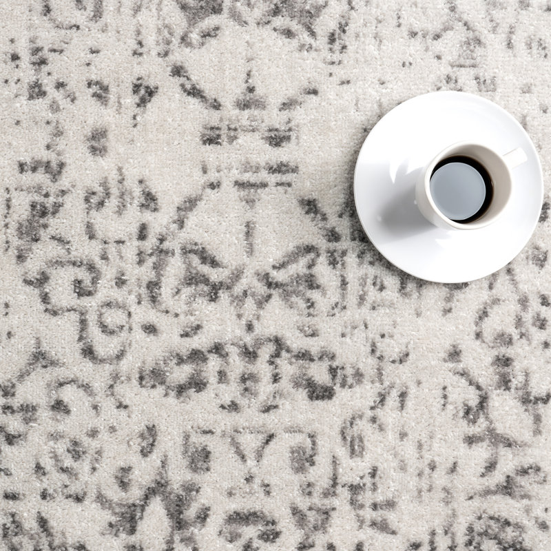 Etasha Vintage Traditional Medallion Gray Area Rug, Rectangle 12' x 15'