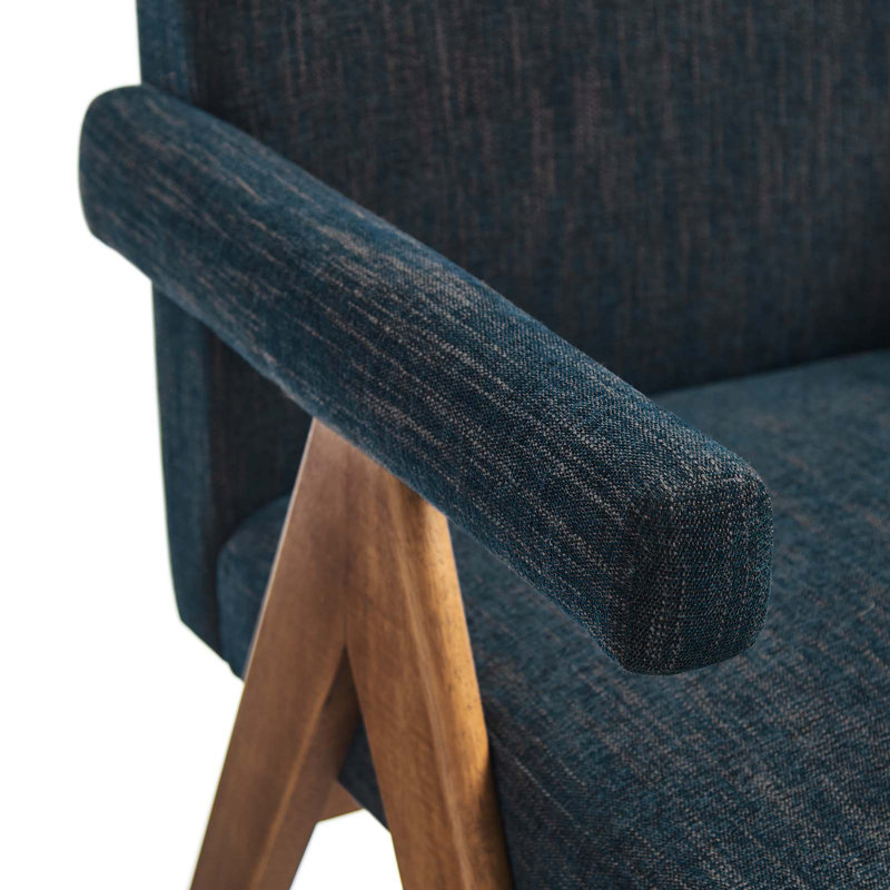Modway Lyra Fabric Arm Chair Dining Chair, Azure Fabric