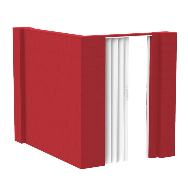 Ensemble mural en forme de L avec porte Everblock, H 84 po x l 96 po x P 72 po, Rouge