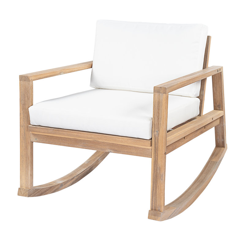 Chaise berçante d'extérieur en bois d'acacia Elira, 2