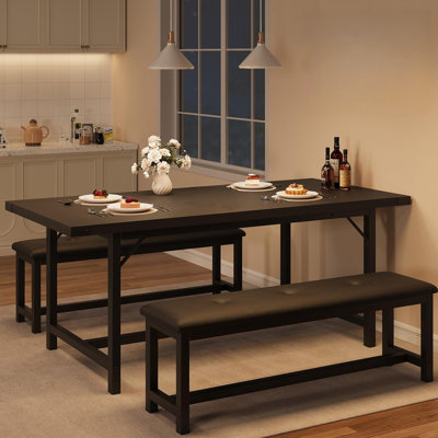 Rectangular Extendable Dining Table Set for 4-6 by 17 Stories