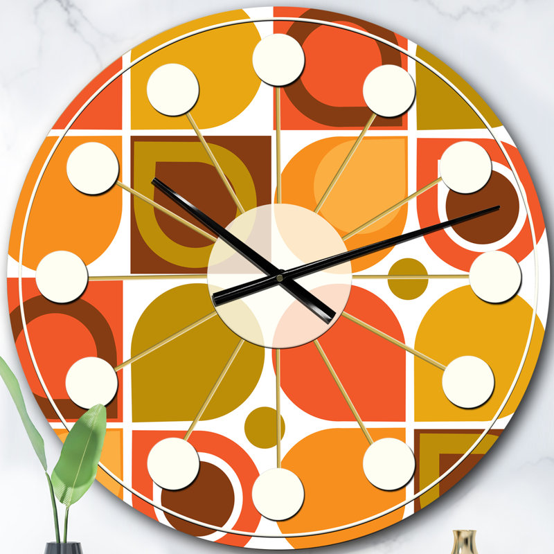 Abstract Retro Geometric Pattern VI - Mid-Century Modern wall clock, Oversized