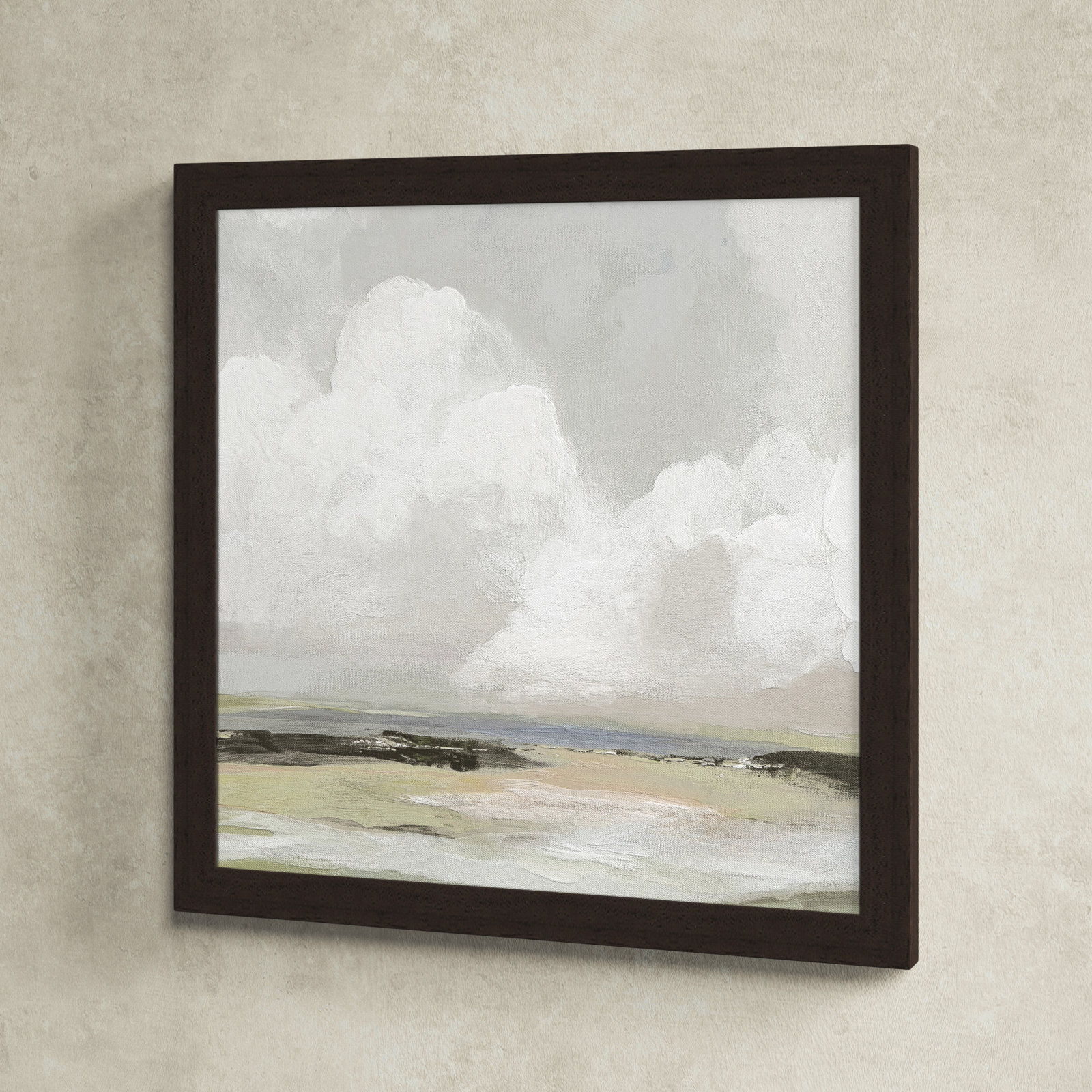 Weatherhill "Soft Clouds" Painting, 24.5" H x 24.5" W x 1.12" D, Walnut Framed