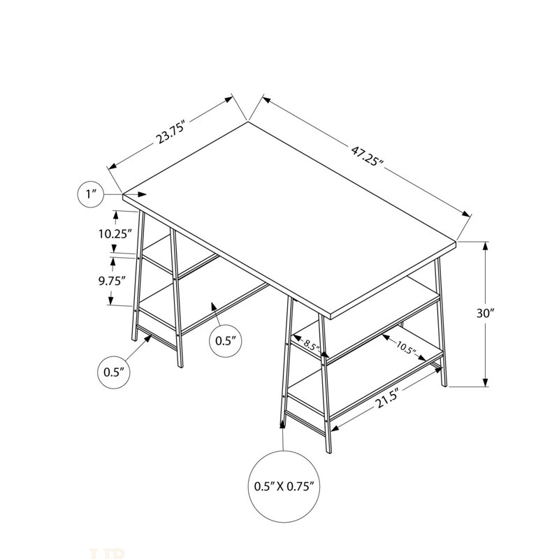 Contemporary Industrial-Style Computer Desk With Storage Shelves, Perfect For Home Office And Small Workspaces, Natural/White