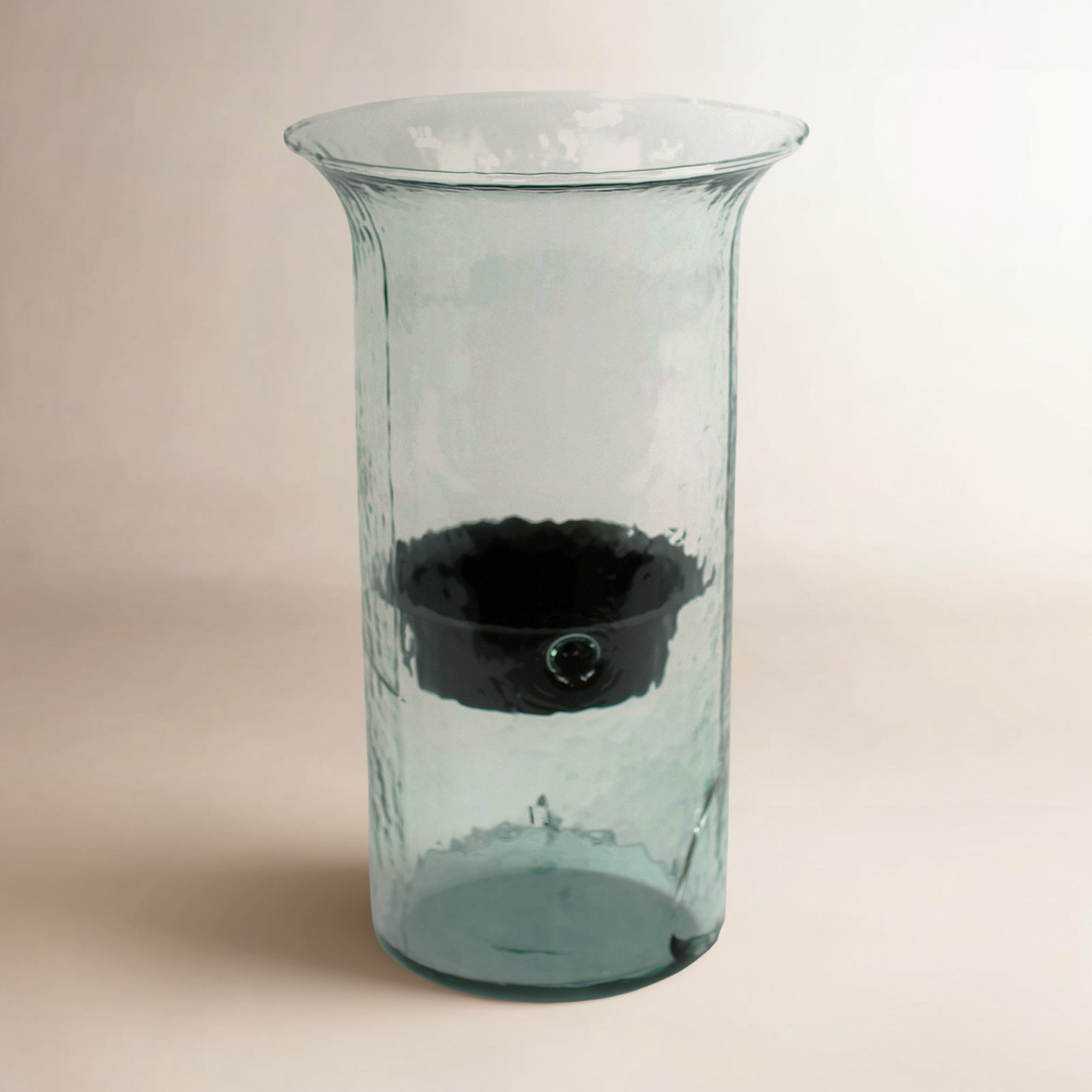 Sakie Glass and Metal Hurricane, 15" H x 7" W x 7" D