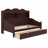 Retro Wooden Day Bed Frame Featuring Storage Drawers and Headboard Storage Shelves-125583091
