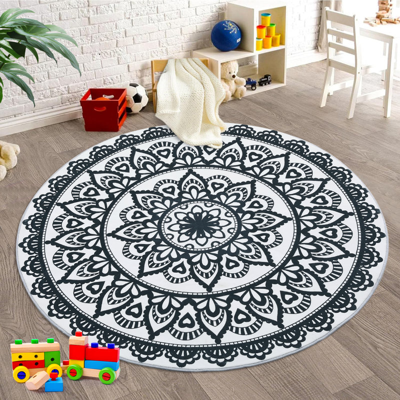 Tapis rond à envers antidérapant Dagney, Rond 4 pi